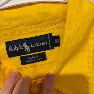 Ralph Lauren Yellow Linen Blaire Button-Up Shirt XL